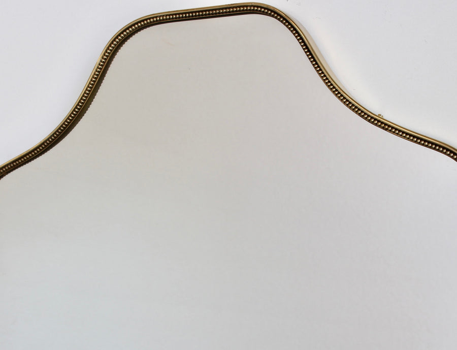 Mid-Century Italian Wall Mirror with Brass Frame and Beading (circa 1960s)
