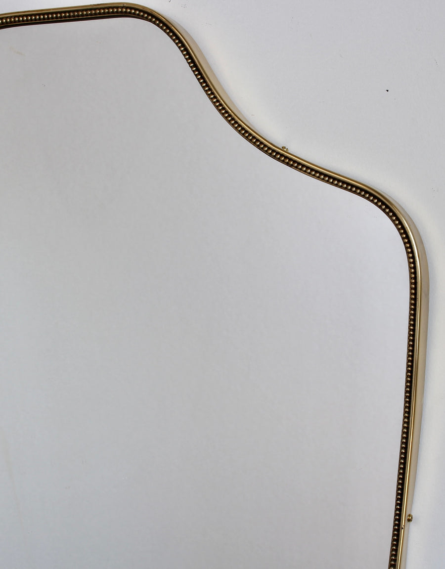 Mid-Century Italian Wall Mirror with Brass Frame and Beading (circa 1960s)