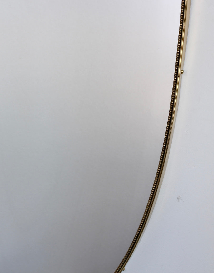 Mid-Century Italian Wall Mirror with Brass Frame and Beading (circa 1960s)