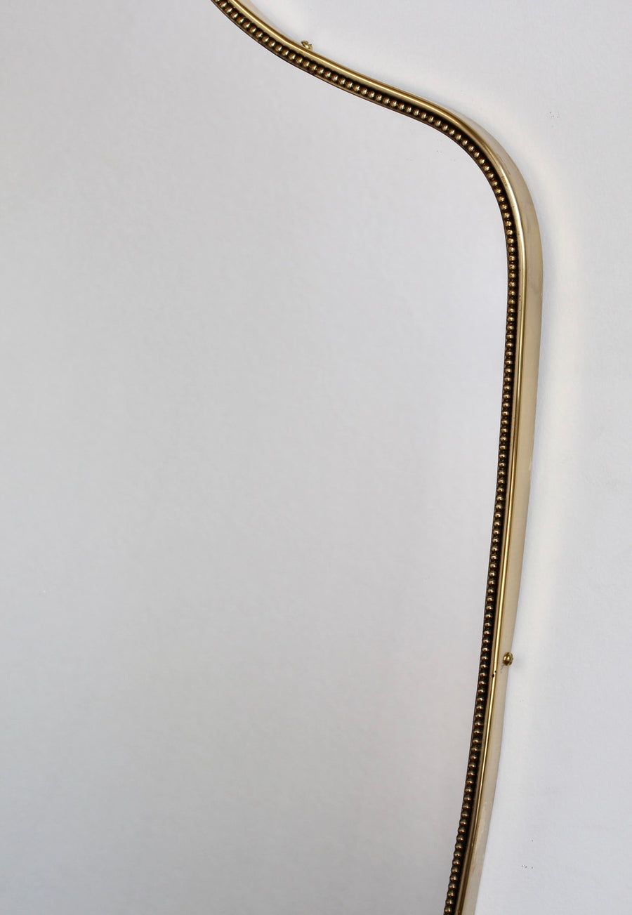 Mid-Century Italian Wall Mirror with Brass Frame and Beading (circa 1960s)