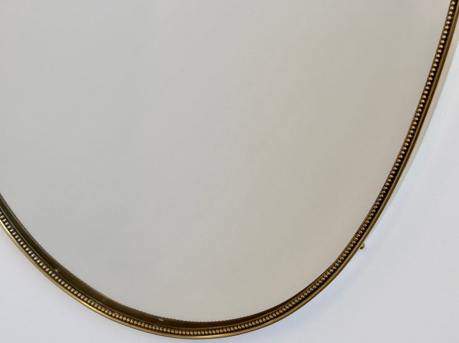 Mid-Century Italian Wall Mirror with Brass Frame and Beading (circa 1960s)