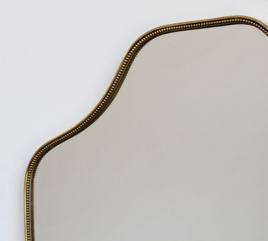 Mid-Century Italian Wall Mirror with Brass Frame and Beading (circa 1960s)
