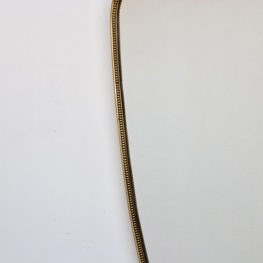 Mid-Century Italian Wall Mirror with Brass Frame and Beading (circa 1960s)