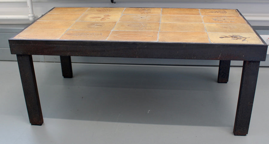 Vintage French Coffee Table with Ceramic Top by Roger Capron (circa 1970s)