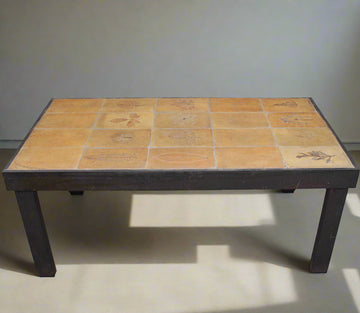 Vintage French Coffee Table with Ceramic Top by Roger Capron (circa 1970s)