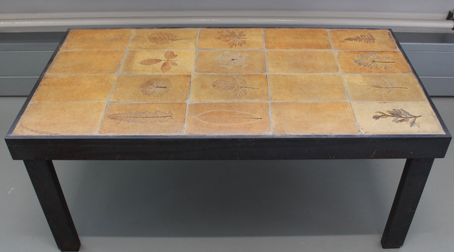 Vintage French Coffee Table with Ceramic Top by Roger Capron (circa 1970s)