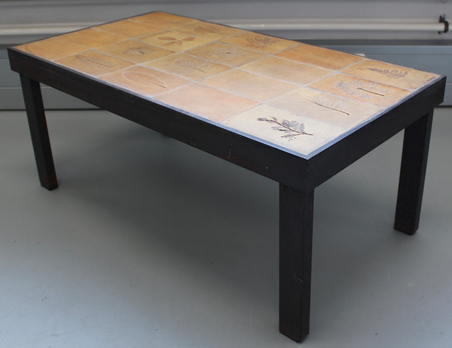 Vintage French Coffee Table with Ceramic Top by Roger Capron (circa 1970s)