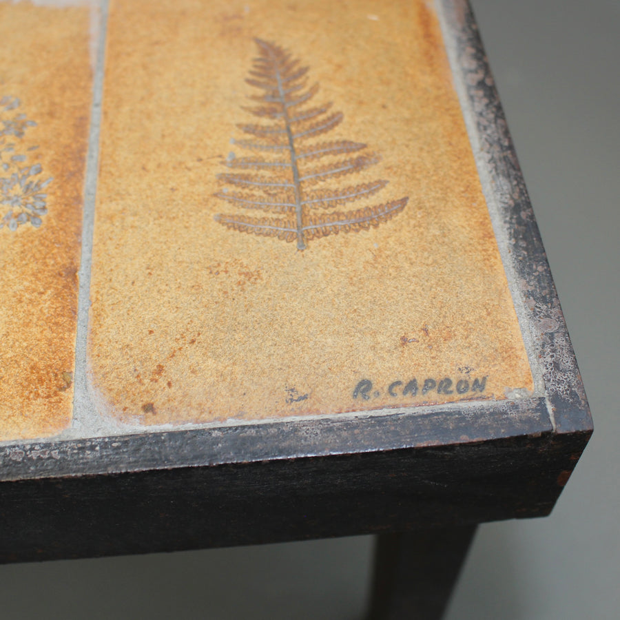 Vintage French Coffee Table with Ceramic Top by Roger Capron (circa 1970s)