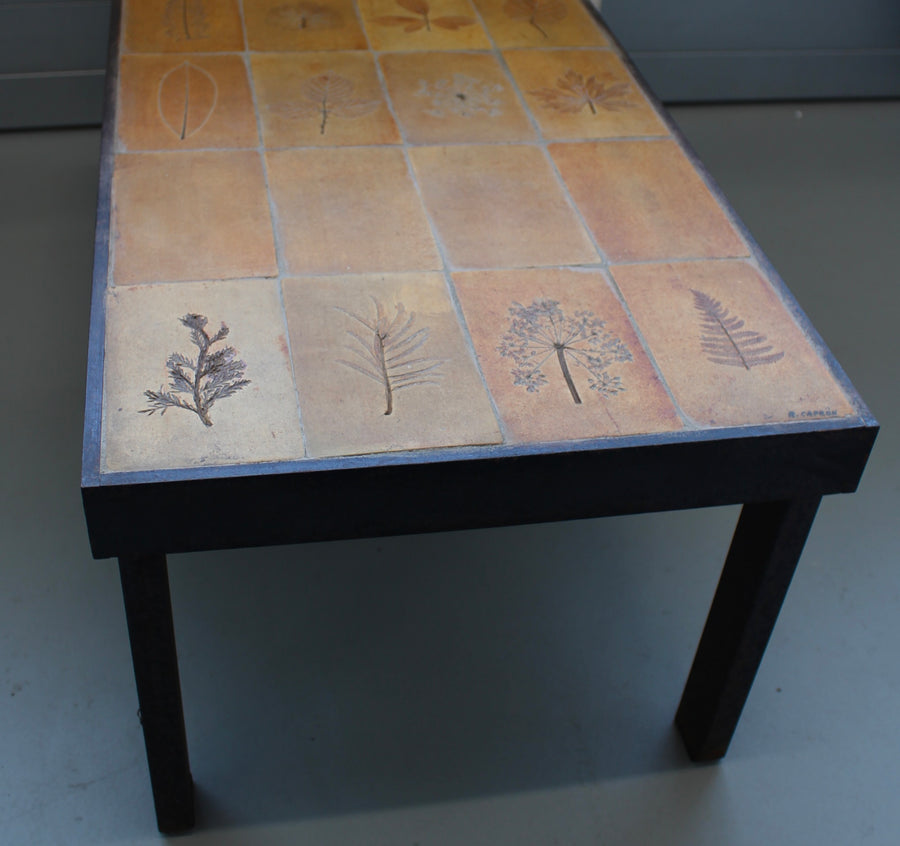 Vintage French Coffee Table with Ceramic Top by Roger Capron (circa 1970s)