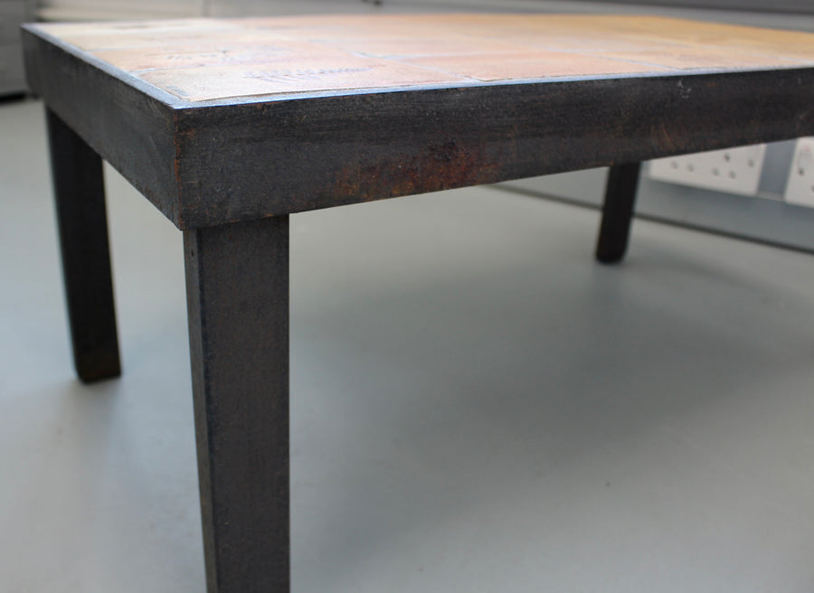 Vintage French Coffee Table with Ceramic Top by Roger Capron (circa 1970s)