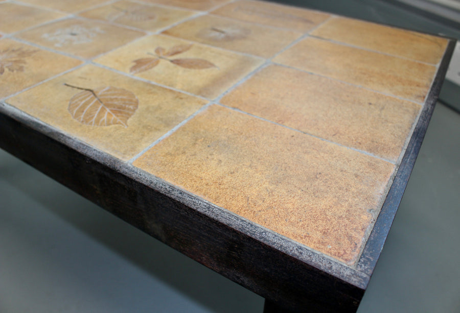 Vintage French Coffee Table with Ceramic Top by Roger Capron (circa 1970s)