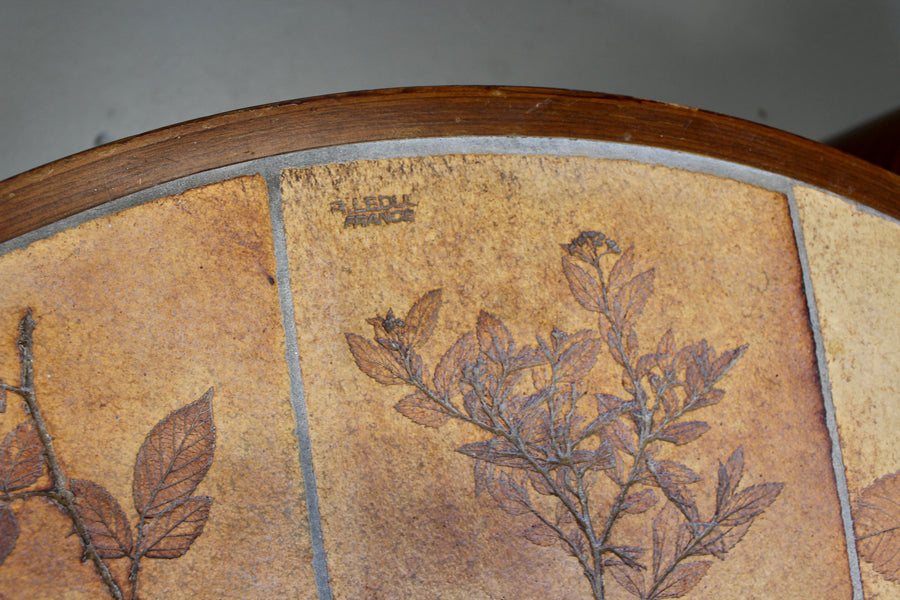 Vintage French Coffee Table Set with Ceramic Top by Raymonde Leduc (circa 1970s)