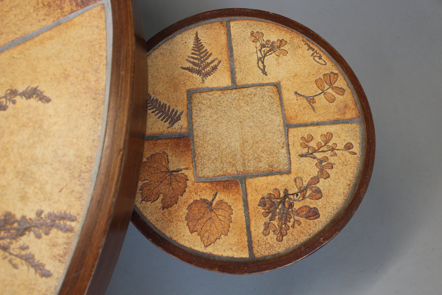 Vintage French Coffee Table Set with Ceramic Top by Raymonde Leduc (circa 1970s)