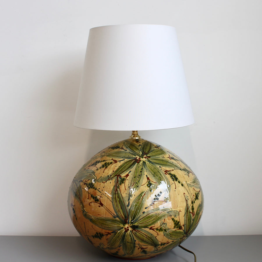 Extra-Large Hand-Glazed Ceramic Table Lamp (circa 1980s)
