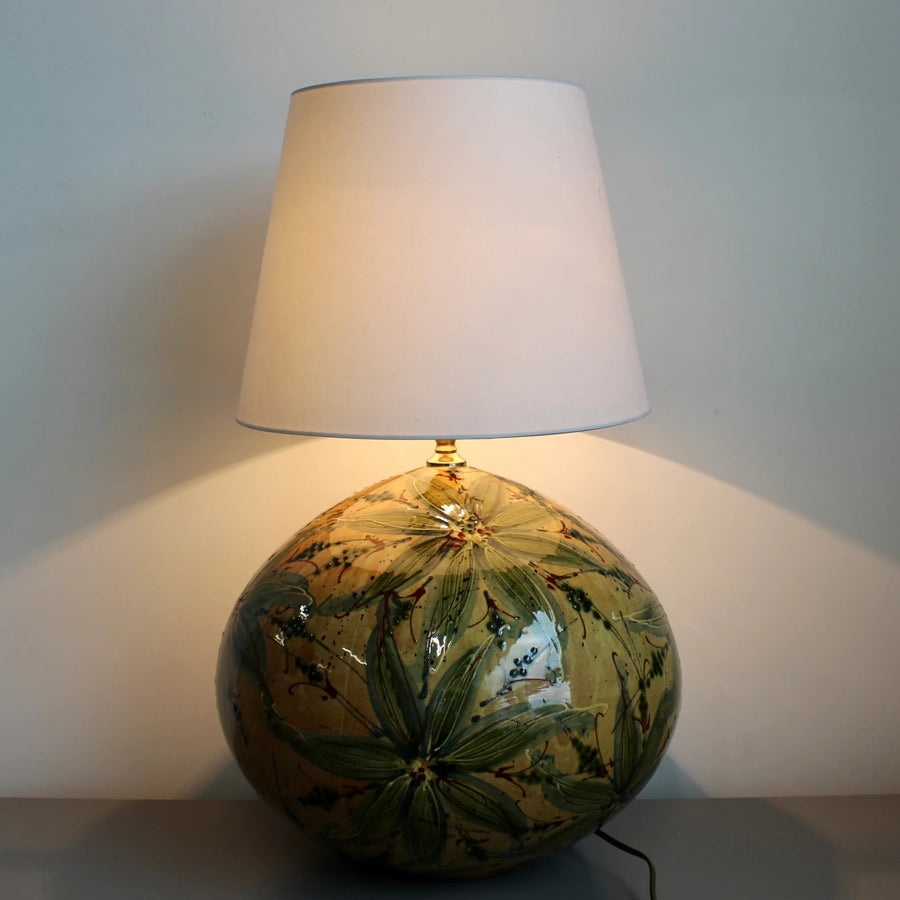 Extra-Large Hand-Glazed Ceramic Table Lamp (circa 1980s)