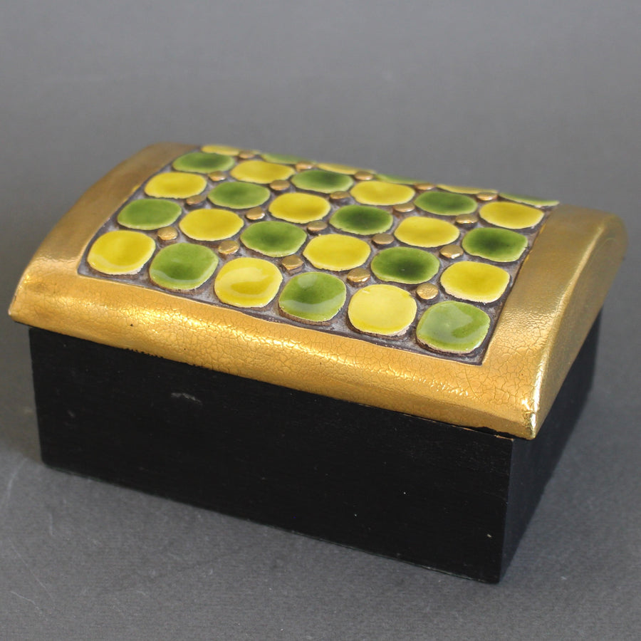 Jewellery Box with Decorative Ceramic Lid by Mithé Espelt (circa 1960s)