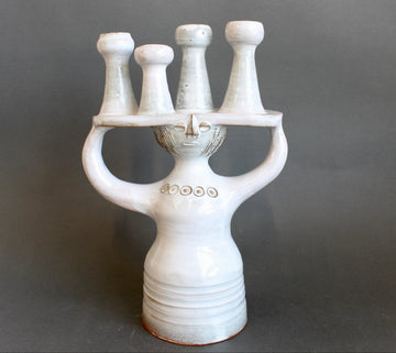 Ceramic Candle Holder / 'Pottery Porter' Sculpture by Jacques Pouchain - Atelier Dieulefit (circa 1960s-70s)