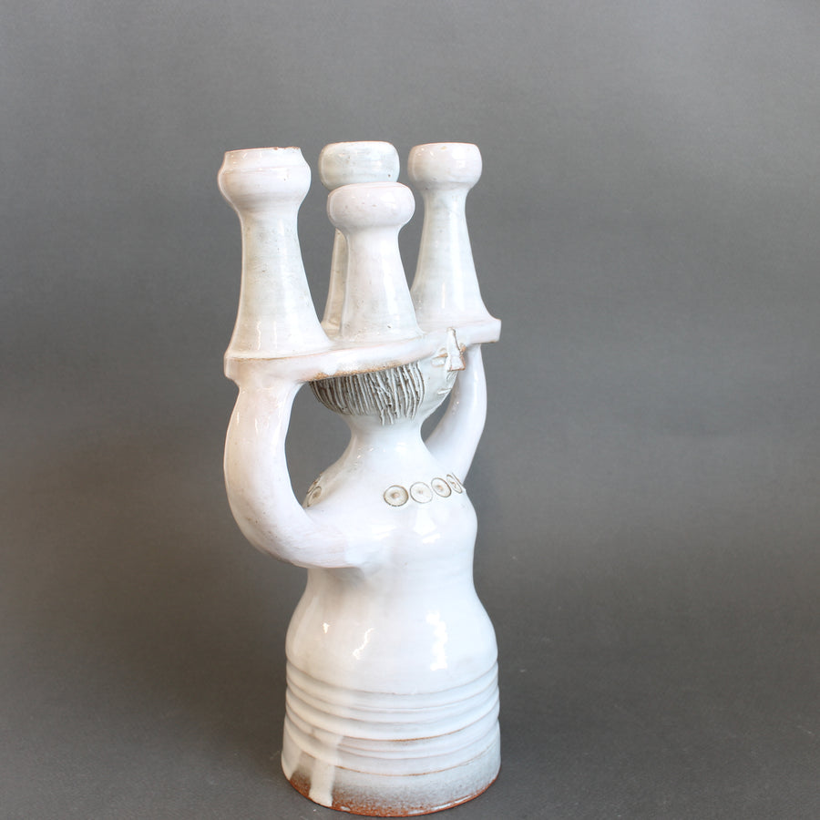 Ceramic Candle Holder / 'Pottery Porter' Sculpture by Jacques Pouchain - Atelier Dieulefit (circa 1960s-70s)