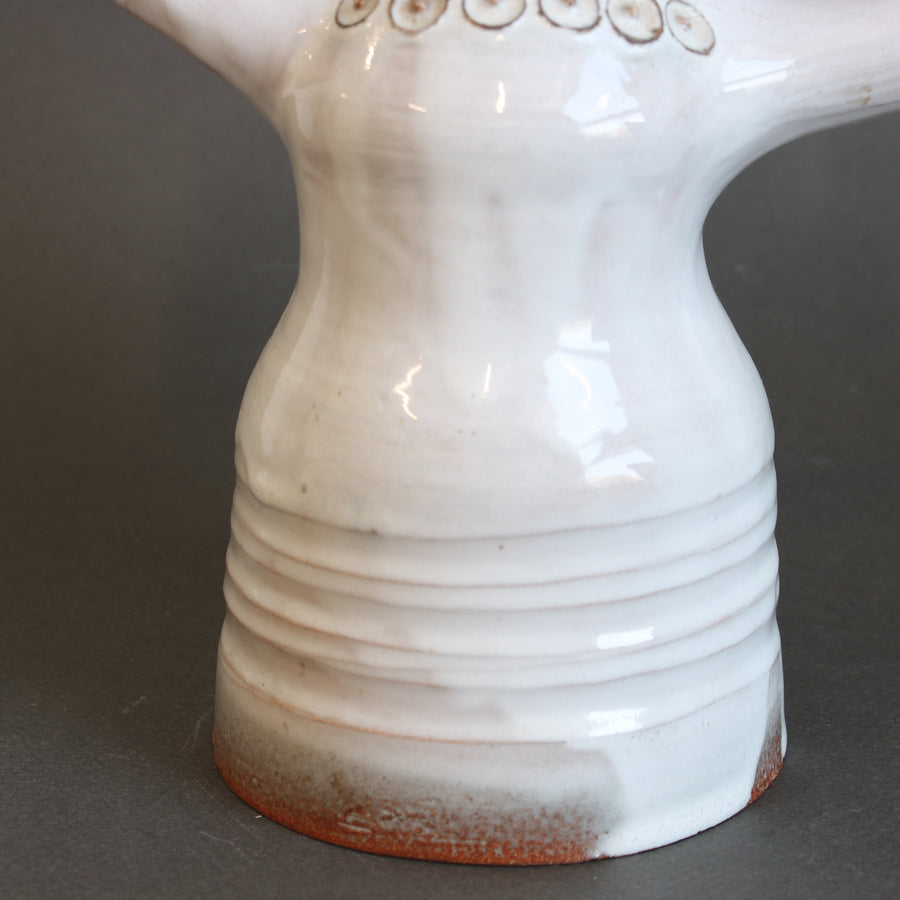 Ceramic Candle Holder / 'Pottery Porter' Sculpture by Jacques Pouchain - Atelier Dieulefit (circa 1960s-70s)