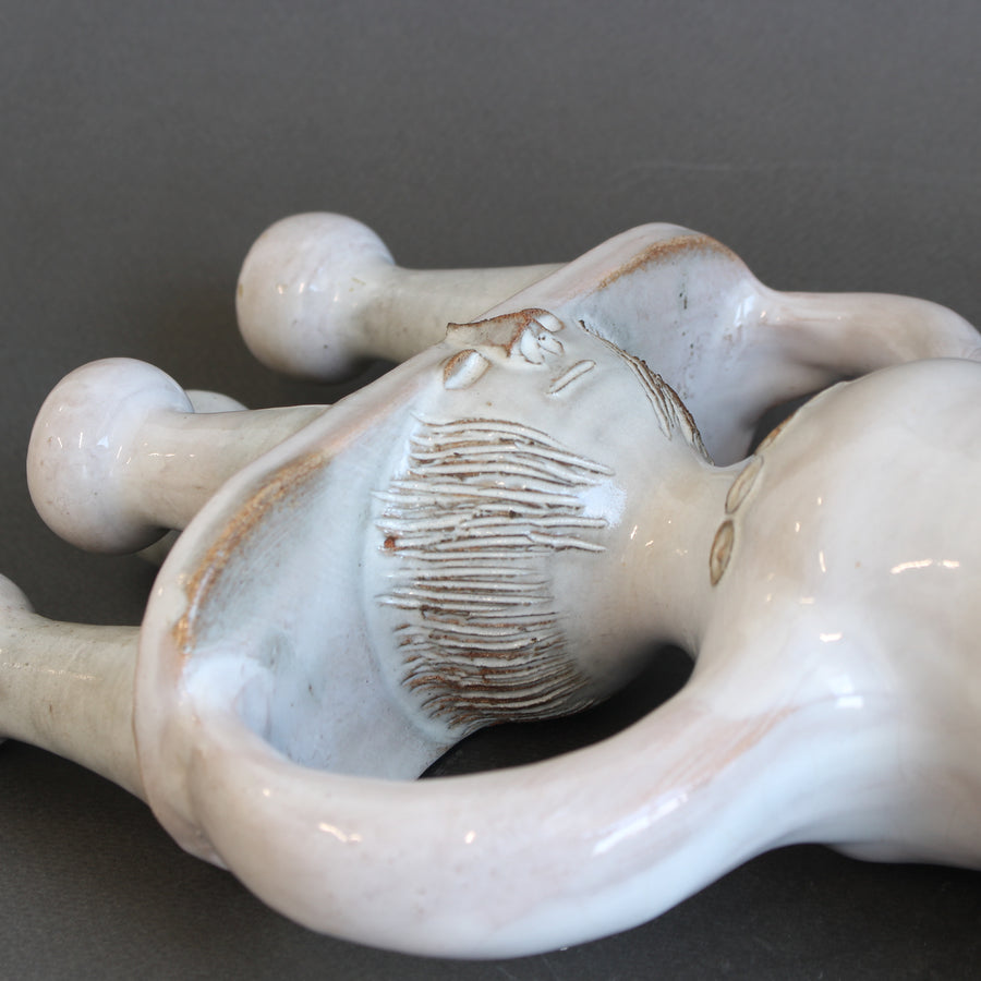 Ceramic Candle Holder / 'Pottery Porter' Sculpture by Jacques Pouchain - Atelier Dieulefit (circa 1960s-70s)