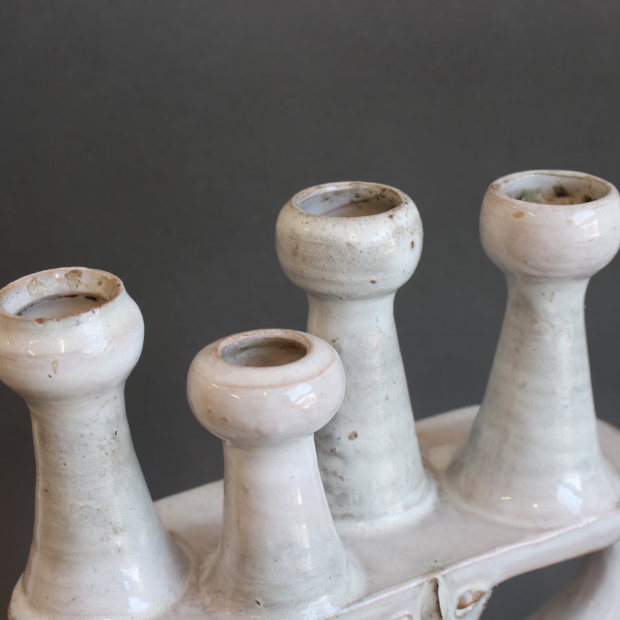 Ceramic Candle Holder / 'Pottery Porter' Sculpture by Jacques Pouchain - Atelier Dieulefit (circa 1960s-70s)