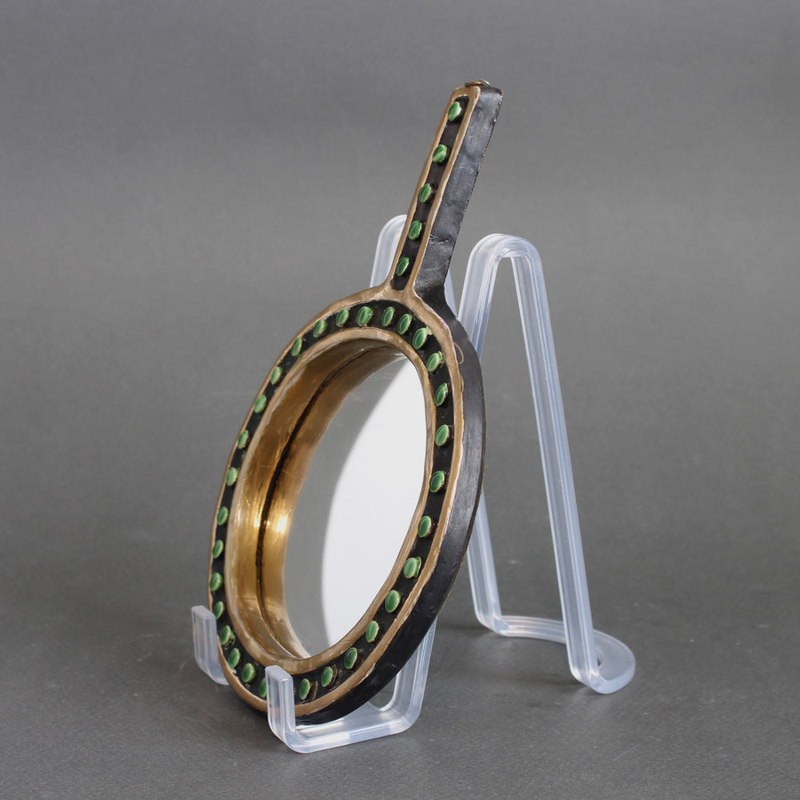 Vintage French Ceramic Hand Mirror by Mithé Espelt (circa 1970s)