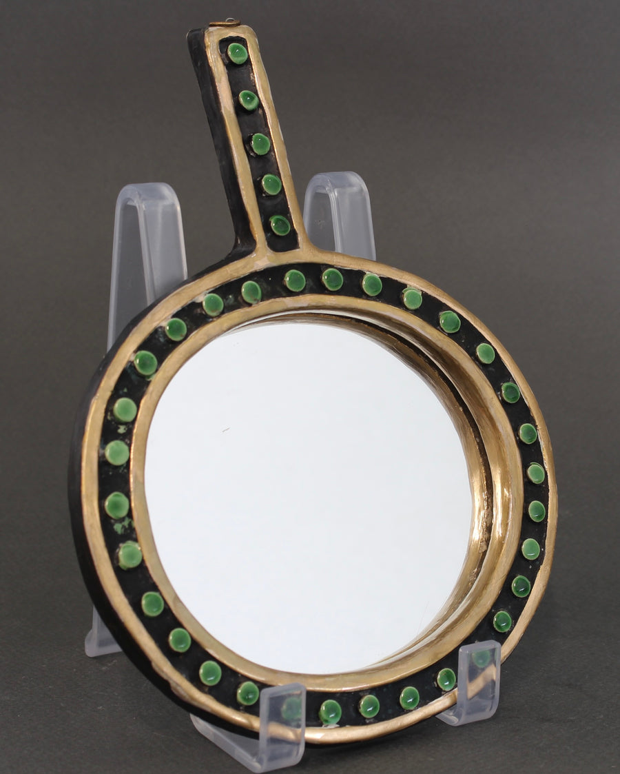 Vintage French Ceramic Hand Mirror by Mithé Espelt (circa 1970s)