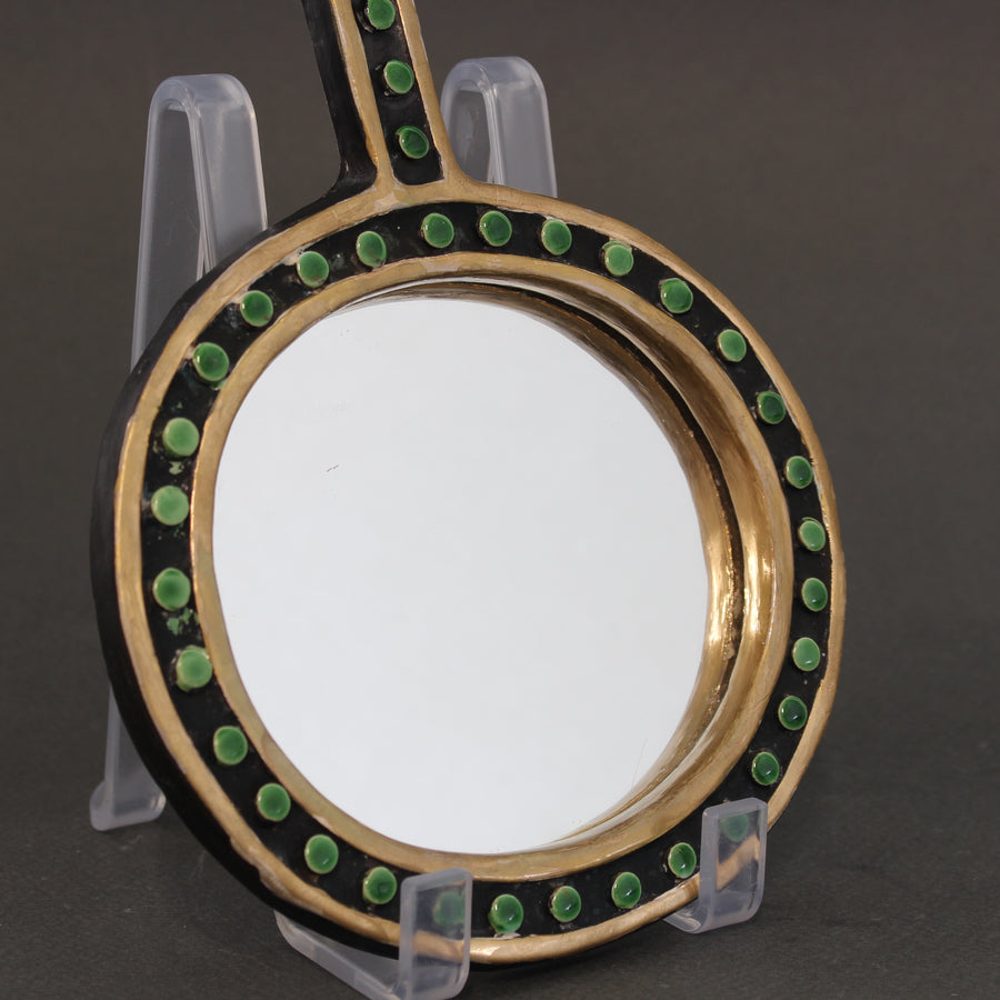 Vintage French Ceramic Hand Mirror by Mithé Espelt (circa 1970s)