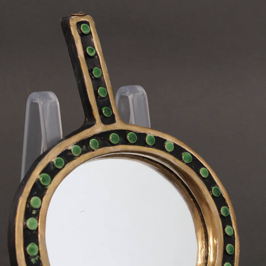 Vintage French Ceramic Hand Mirror by Mithé Espelt (circa 1970s)