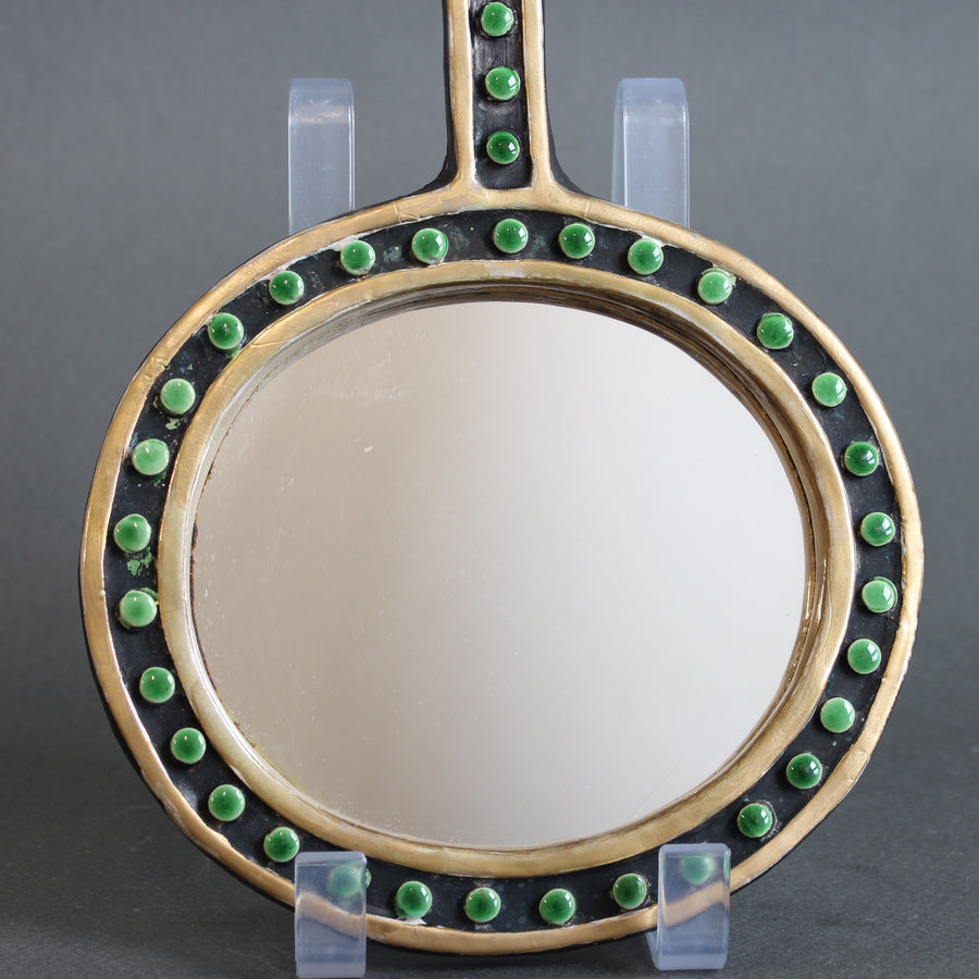 Vintage French Ceramic Hand Mirror by Mithé Espelt (circa 1970s)