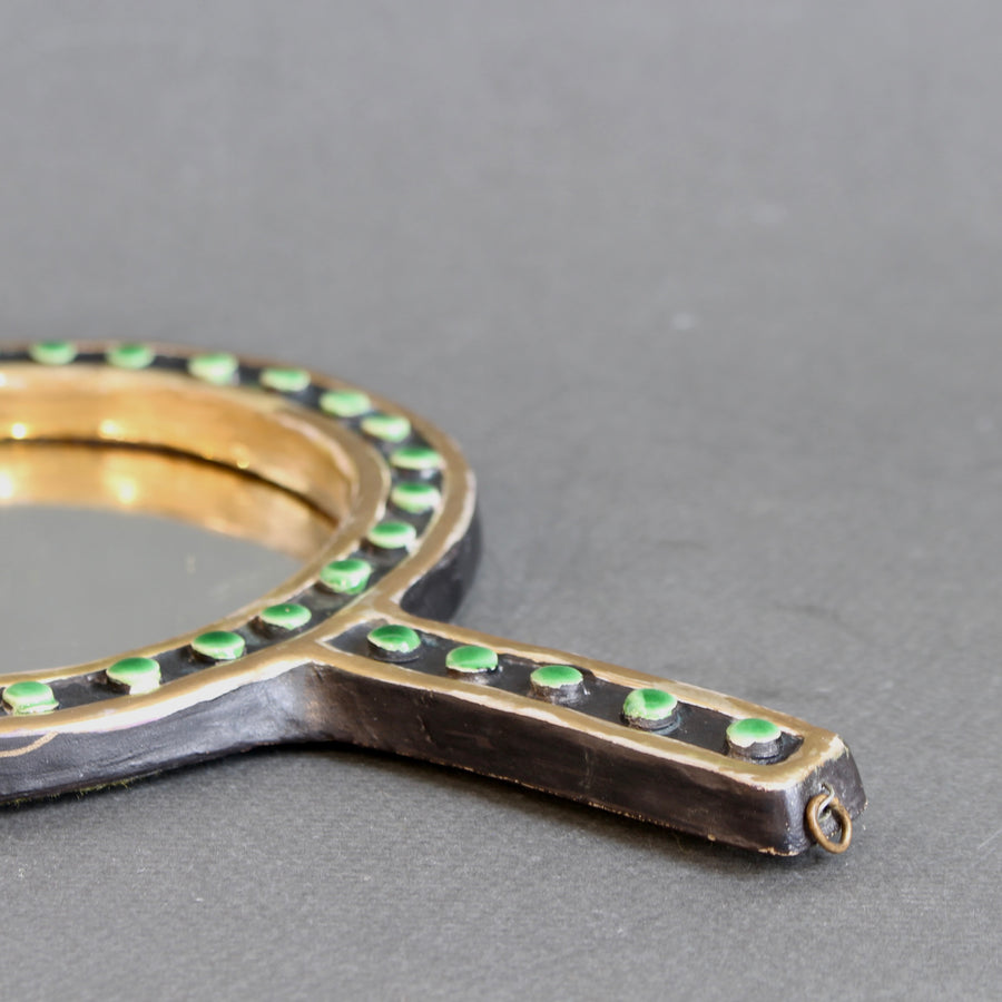 Vintage French Ceramic Hand Mirror by Mithé Espelt (circa 1970s)