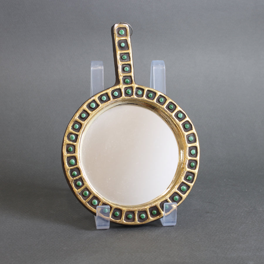 Vintage French Ceramic Hand Mirror by Mithé Espelt (circa 1970s)