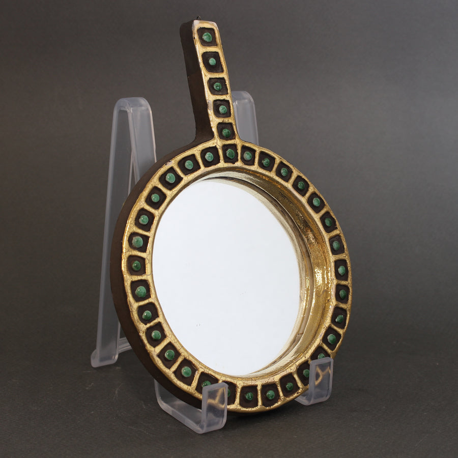 Vintage French Ceramic Hand Mirror by Mithé Espelt (circa 1970s)