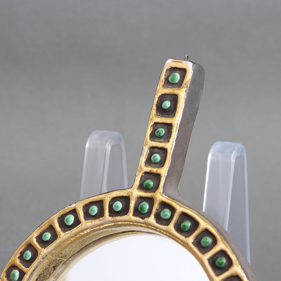 Vintage French Ceramic Hand Mirror by Mithé Espelt (circa 1970s)