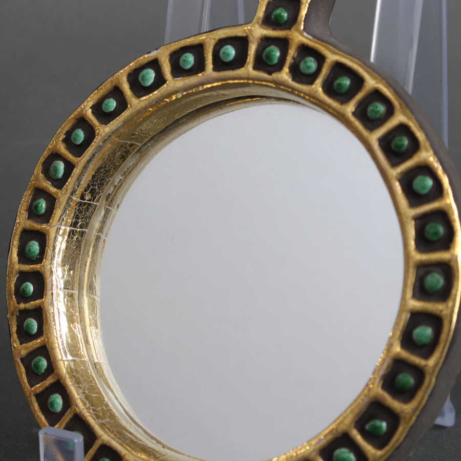 Vintage French Ceramic Hand Mirror by Mithé Espelt (circa 1970s)