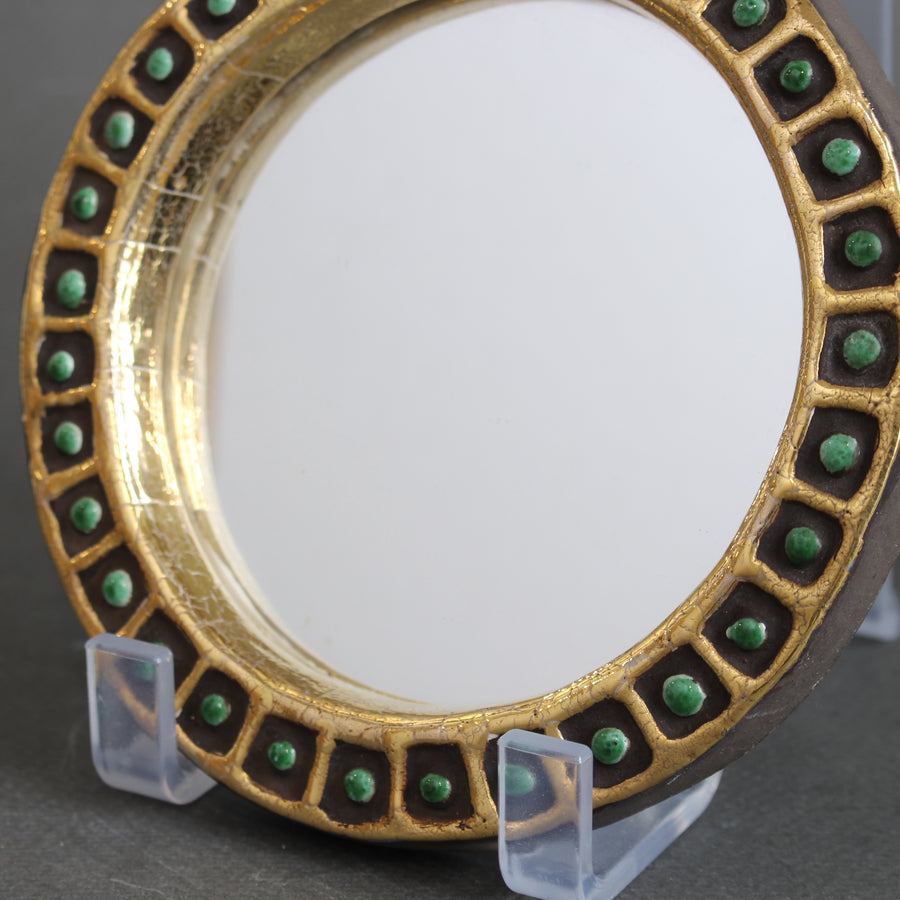 Vintage French Ceramic Hand Mirror by Mithé Espelt (circa 1970s)