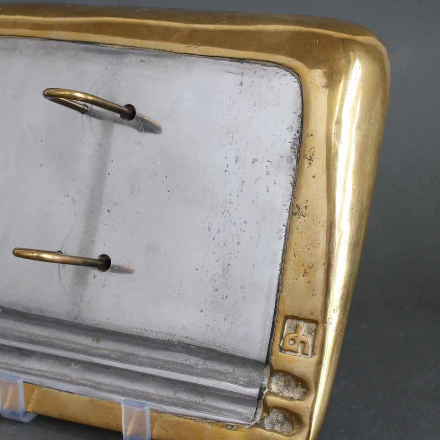 Vintage Aluminium and Brass Flip Calendar Stand by David Marshall (circa 1980s)