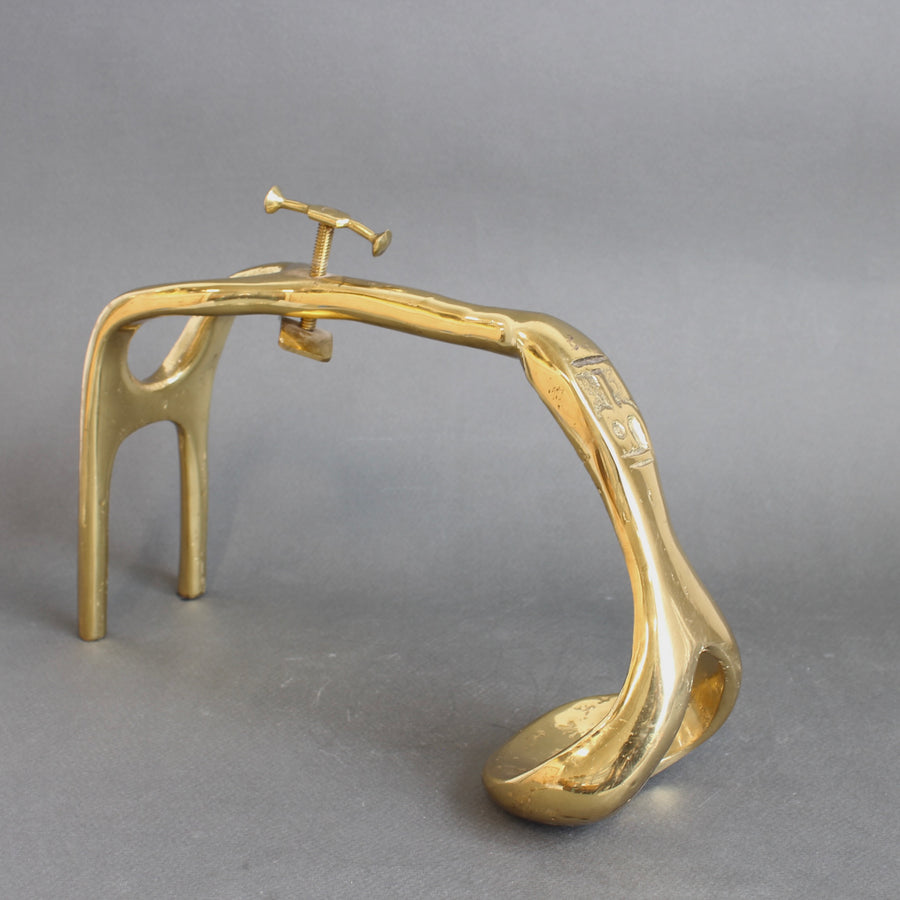 Vintage Brass Wine Bottle Pourer and Display Stand by David Marshall (circa 1990s)