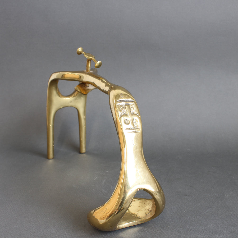 Vintage Brass Wine Bottle Pourer and Display Stand by David Marshall (circa 1990s)