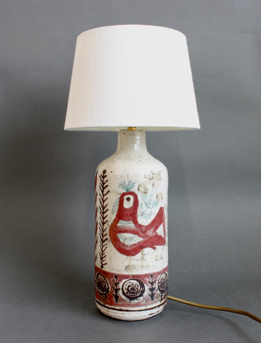 Vintage French Ceramic Table Lamp by Gustave Reynaud for Le Mûrier (circa 1960s)