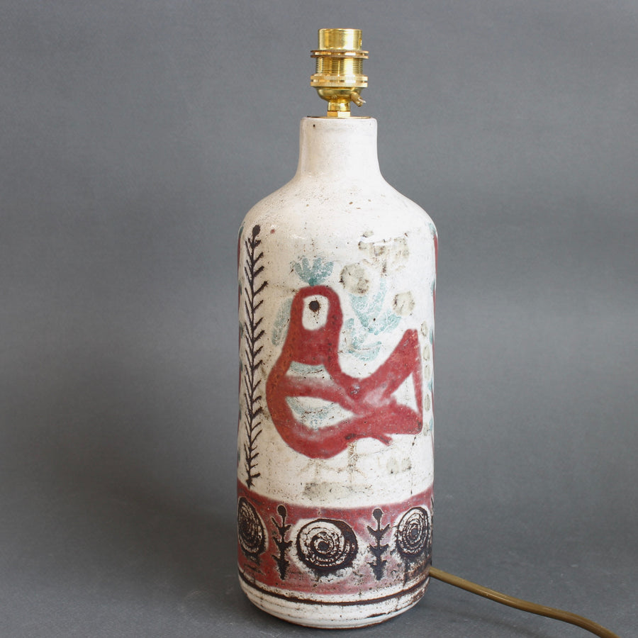 Vintage French Ceramic Table Lamp by Gustave Reynaud for Le Mûrier (circa 1960s)