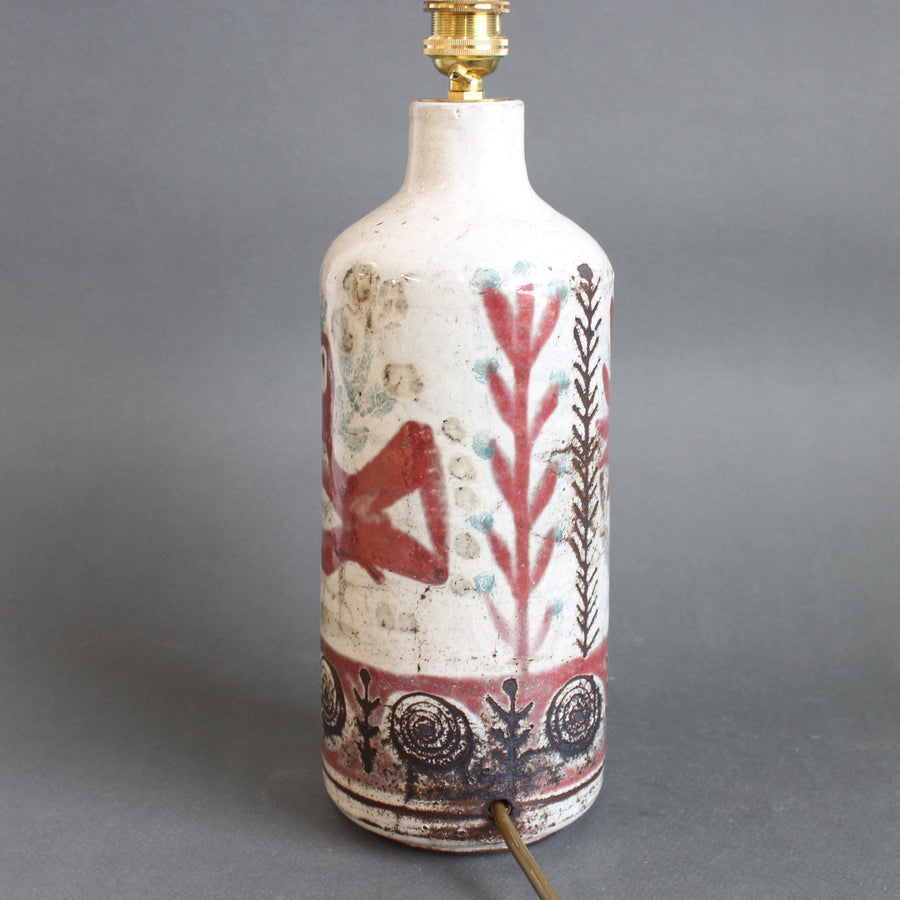 Vintage French Ceramic Table Lamp by Gustave Reynaud for Le Mûrier (circa 1960s)