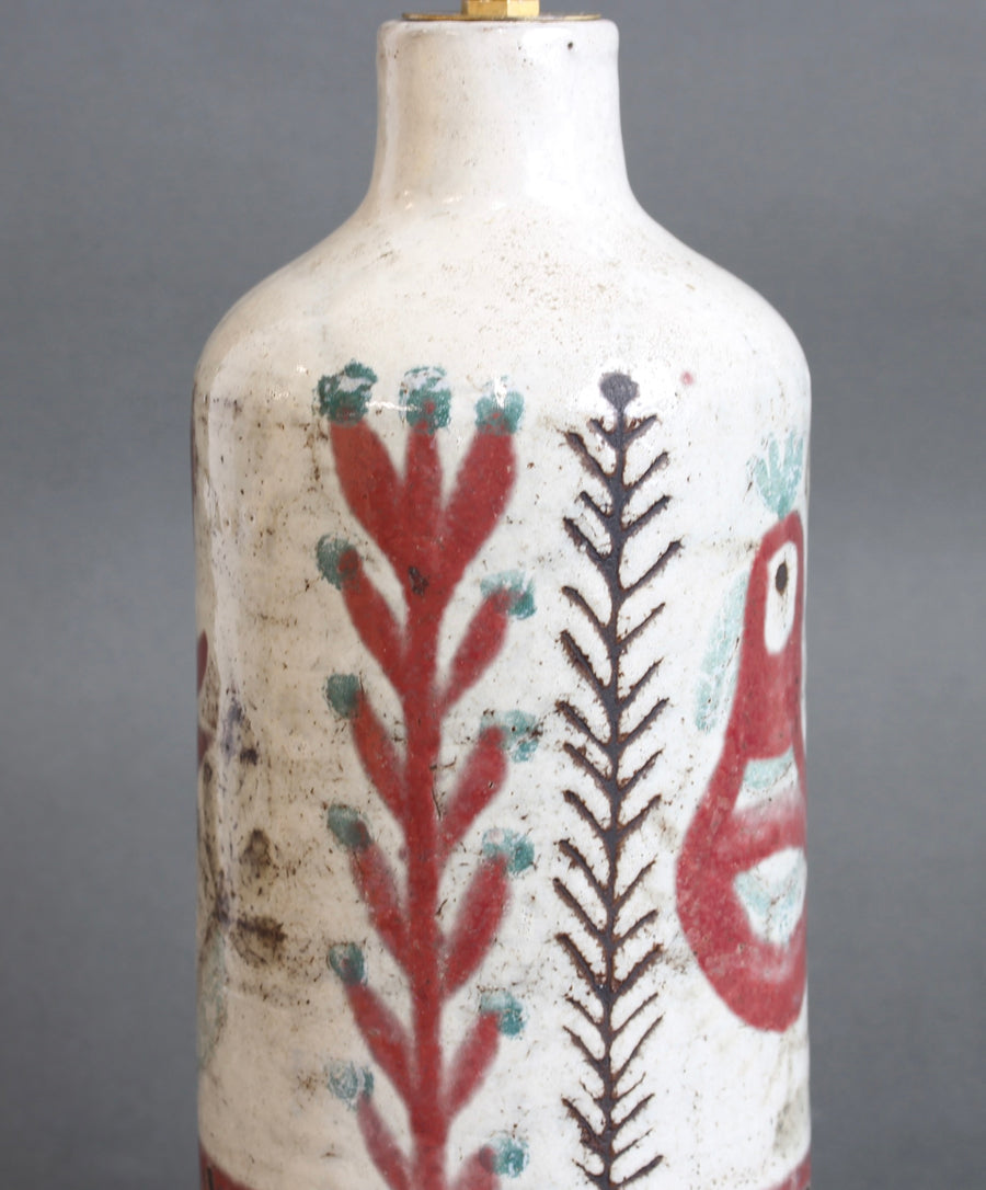 Vintage French Ceramic Table Lamp by Gustave Reynaud for Le Mûrier (circa 1960s)