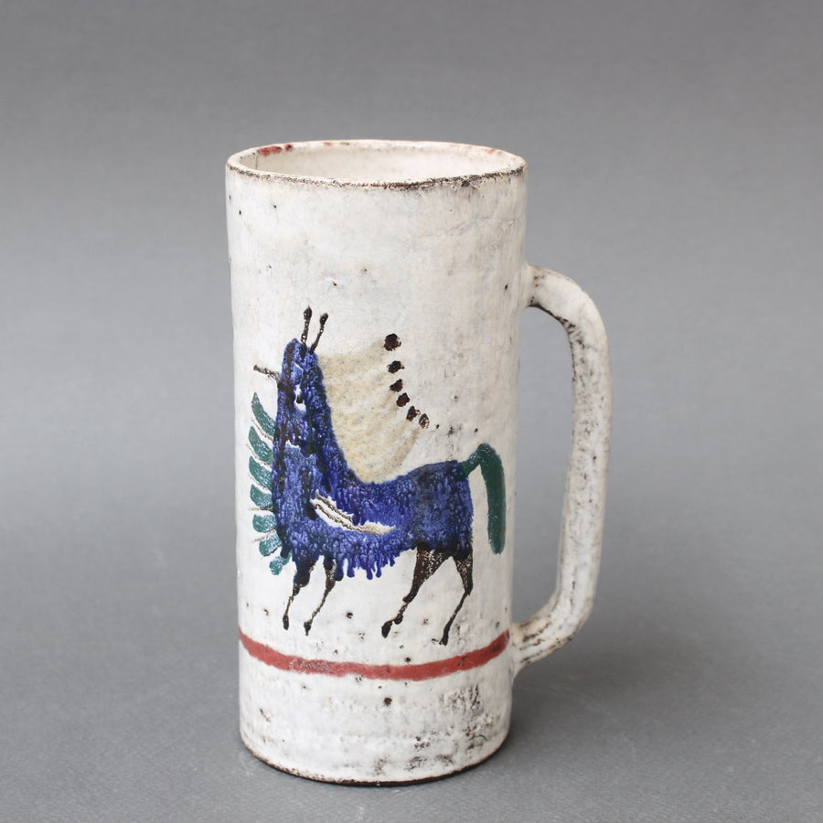 Vintage French Ceramic Decorative Stein by Gustave Reynaud for Le Mûrier Studio (circa 1960s)