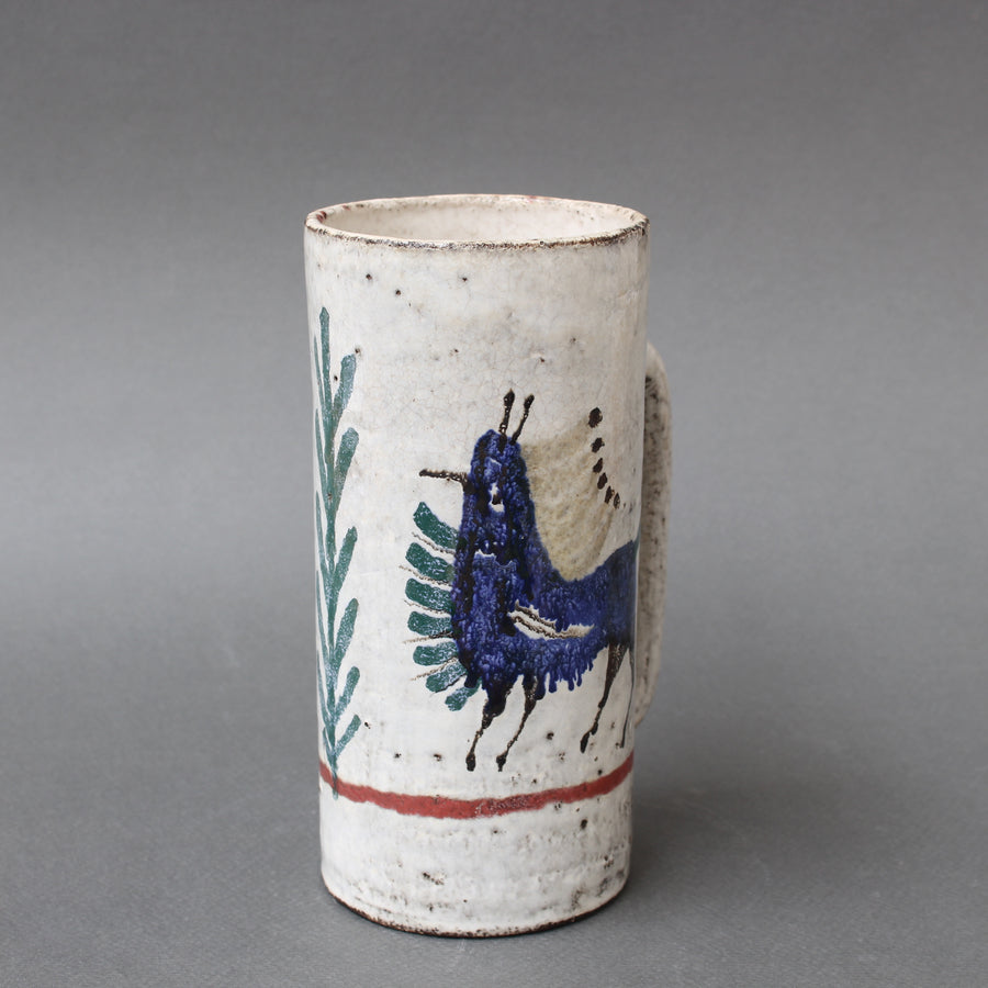 Vintage French Ceramic Decorative Stein by Gustave Reynaud for Le Mûrier Studio (circa 1960s)