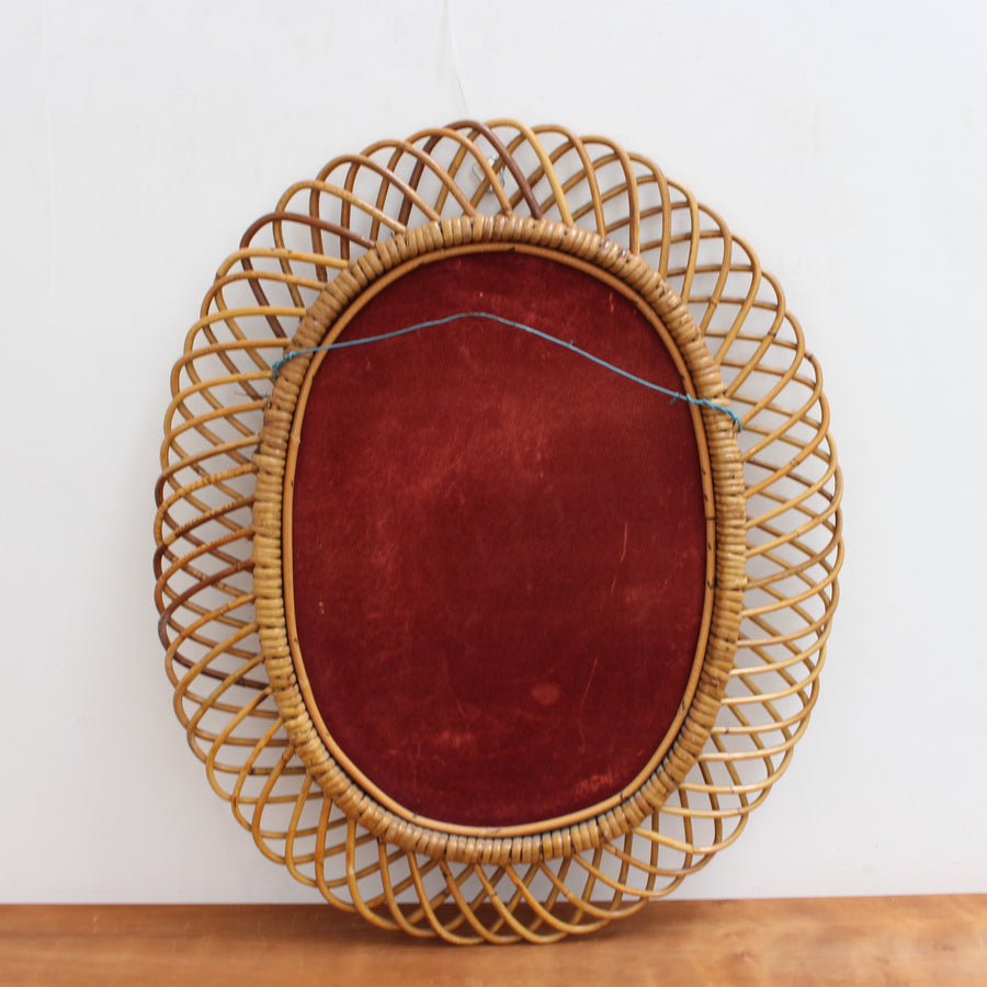 Italian Vintage Rattan Wall Mirror (circa 1960s)