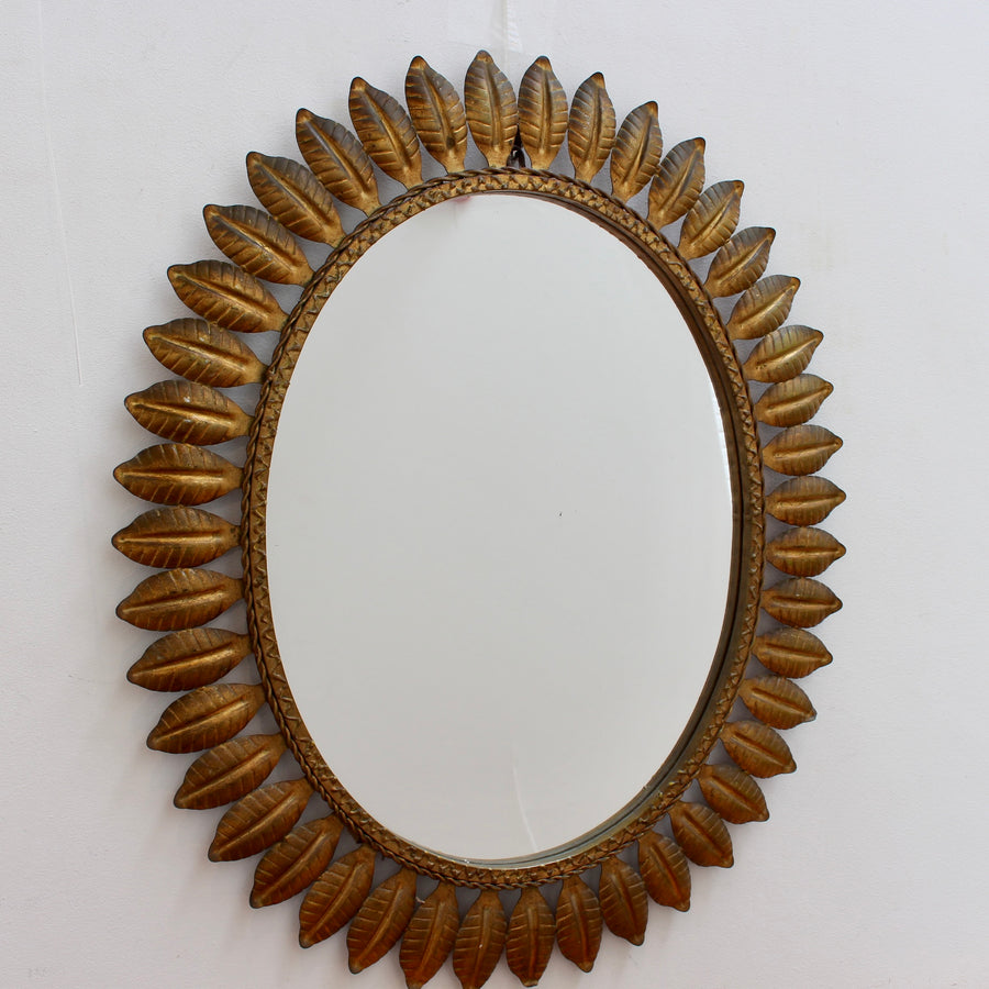 Vintage Spanish Tôle Sunburst Mirror with Copper Patina (circa 1960s)