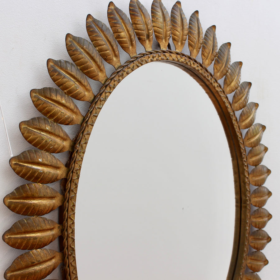 Vintage Spanish Tôle Sunburst Mirror with Copper Patina (circa 1960s)
