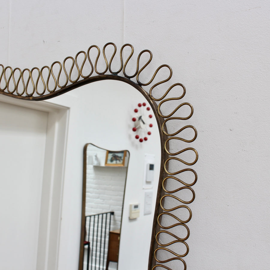 Mid-Century Brass Wall Mirror in the Style of Josef Frank (circa 1960s)