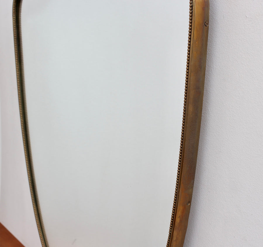 Vintage Italian Wall Mirror with Brass Frame and Beading (circa 1950s)